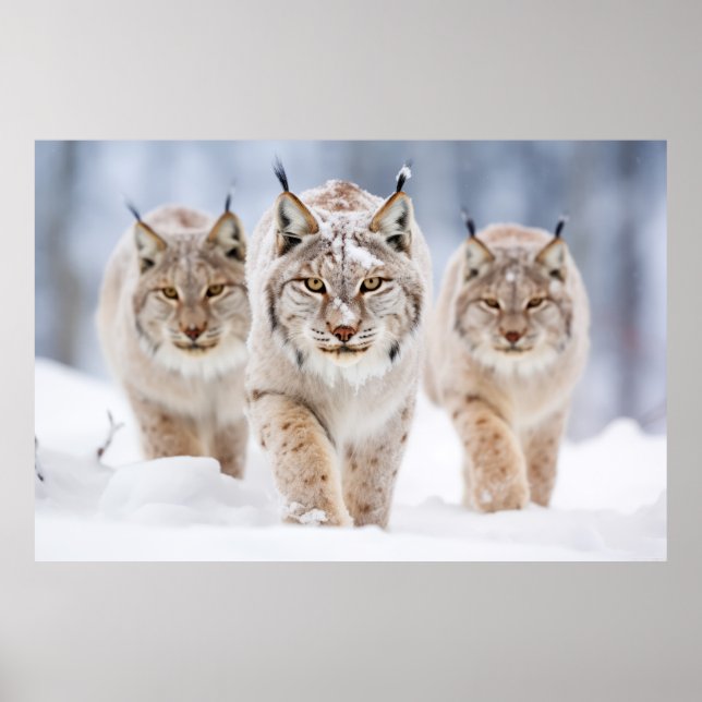 Poster Lynx Famille d'animaux errants Nature (Devant)
