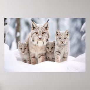 Poster Lynx Famille d'animaux errants Nature