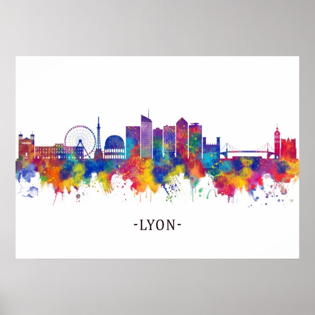 Poster Lyon France Skyline (Devant)