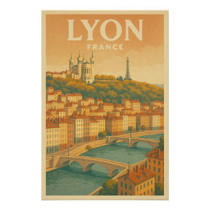 Poster Lyon — France voyage rétro