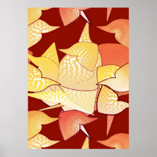 Poster "Lys Aliens" Abstrait - Rouille et or