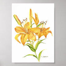 Lys de tigre en or et aquarelle jaune