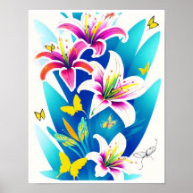 Lys et papillons jaunes