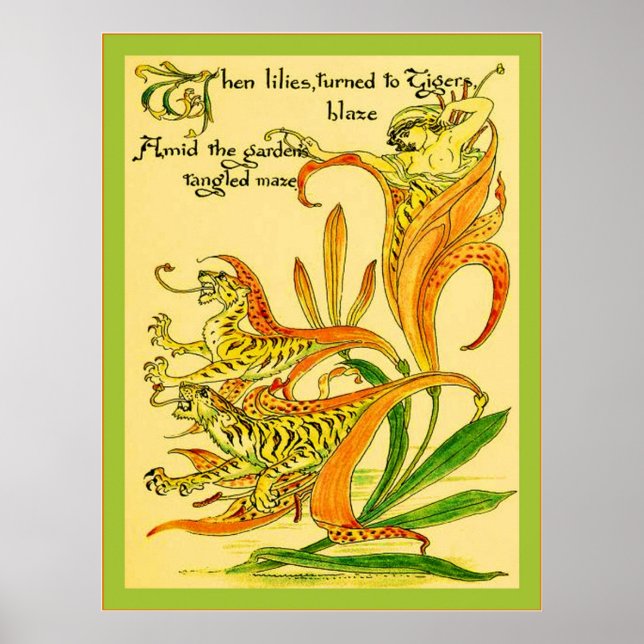 Poster Lys Tiger ~ Art Nouveau Vintage (Devant)