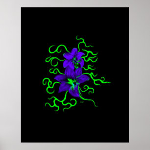 Poster lys violet sur fond noir