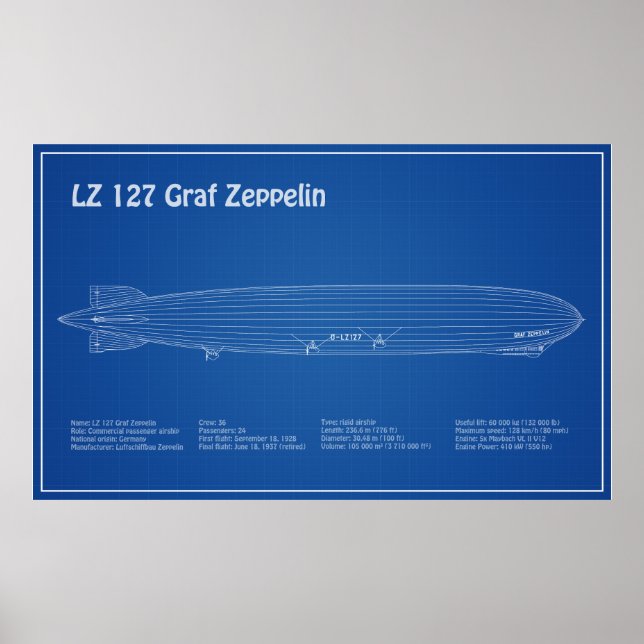 Poster LZ 127 Graf Zeppelin - Plan directeur des navires  (Devant)