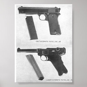 Poster m1911 contre le pistolet du Luger P08