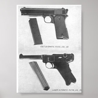 Poster m1911 vs Luger P08 pistol