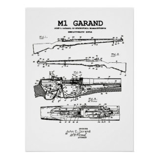 Poster M1 Garand - World War 2 Weapon Blueprint Rifle