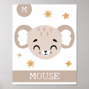 Poster M est pour Souris, Nounours, Chambre, Enfants, Déc