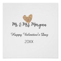 M & Mme nom joyeuse Saint-Valentin cœur en or