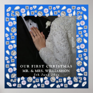 Poster M. Mme Photo de Noël de premier mariage Carré Auto