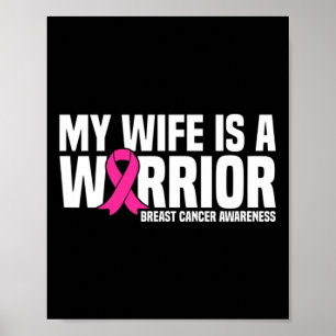 Poster Ma Femme Est Un Guerrier Rose Ribbon Cancer Du Sei