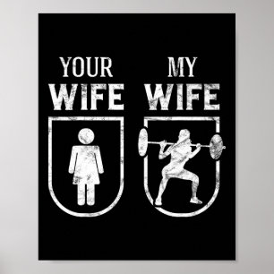 Poster Ma Femme Votre Femme Poids Bodybuilding Amusant