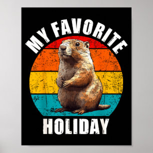Poster Ma fête préférée drôle Groundhog Day 2025 Rétro