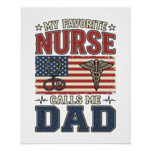 Poster Ma infirmière préférée m'appelle Papa Vintage Shir