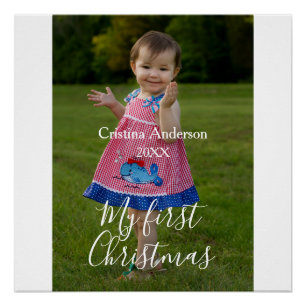 Poster ma première fille de Noël nom photo année simple