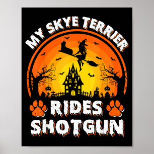 Poster Ma sorcière de chien Terrier Skye à cheval Hallowe