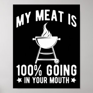 Poster Ma Viande Est 100% Va Dans Votre Bouche Drôle Bbq