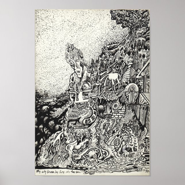 Poster Ma ville entraînée par le feu dans la mer. (Devant)