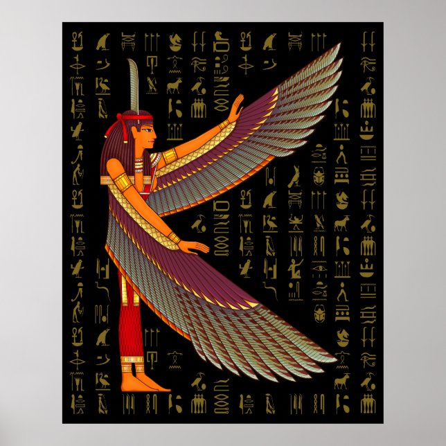 Poster Ma'at Golden Hiéroglyphes sur l'affiche noire (Devant)