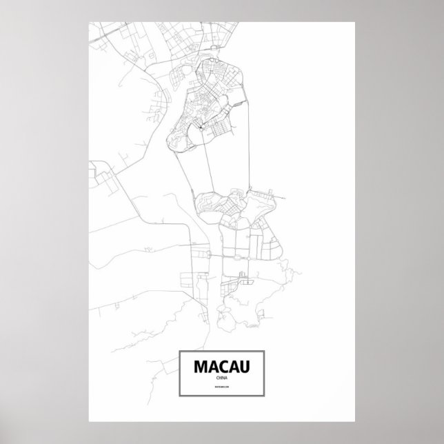 Poster Macao, Chine (noir sur blanc) (Devant)