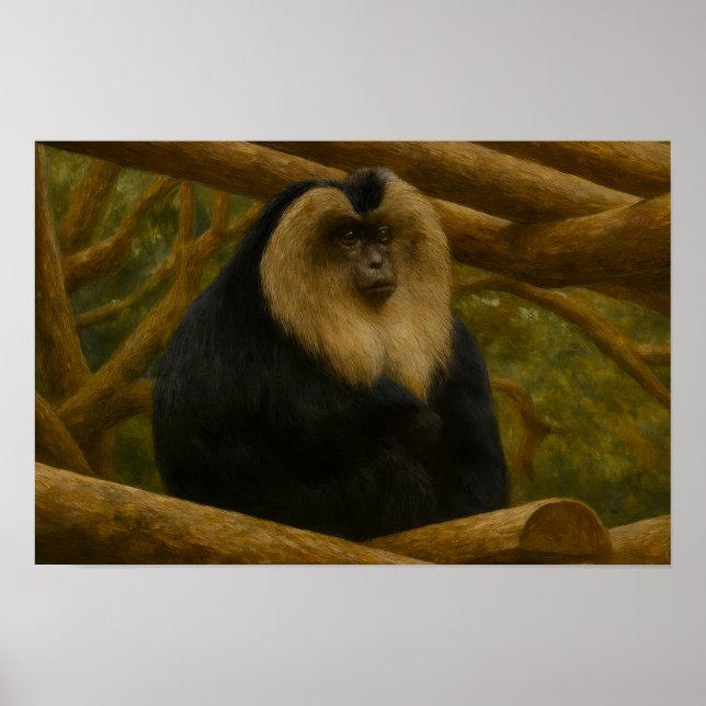 Poster Macaque à queue de lion dans le sanctuaire foresti (Devant)