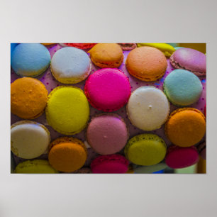 Poster Macarons colorés Dessert Cuit Savoureux