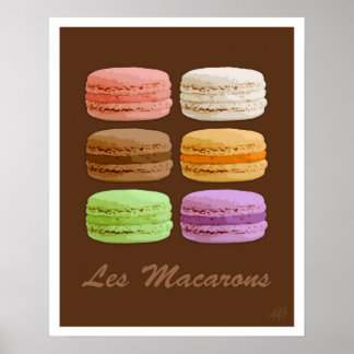 Poster Macarons français - pastels multicolores