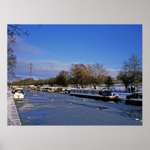 Poster Macclesfield Canal Hiver Cheshire Carte de vacance