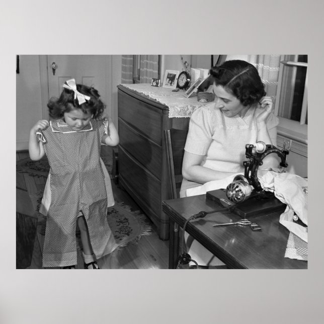 Poster Machine à coudre antique : années 1940 (Devant)