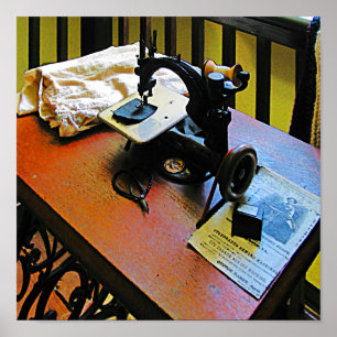 Poster Machine à coudre avec le tissu