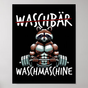 Poster Machine à laver Raccoon Raccoon Fitness Bodybuildi
