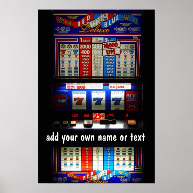 Poster Machine à sous de casino Lucky 7 personnalisée (Devant)