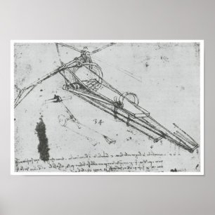 Poster Machine de vol, Leonardo da Vinci, 1490