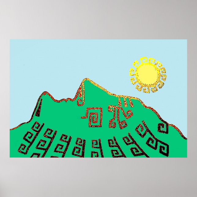 POSTER MACHU PICCHU MODERNE CUSCO PEROU DESSIN (Devant)