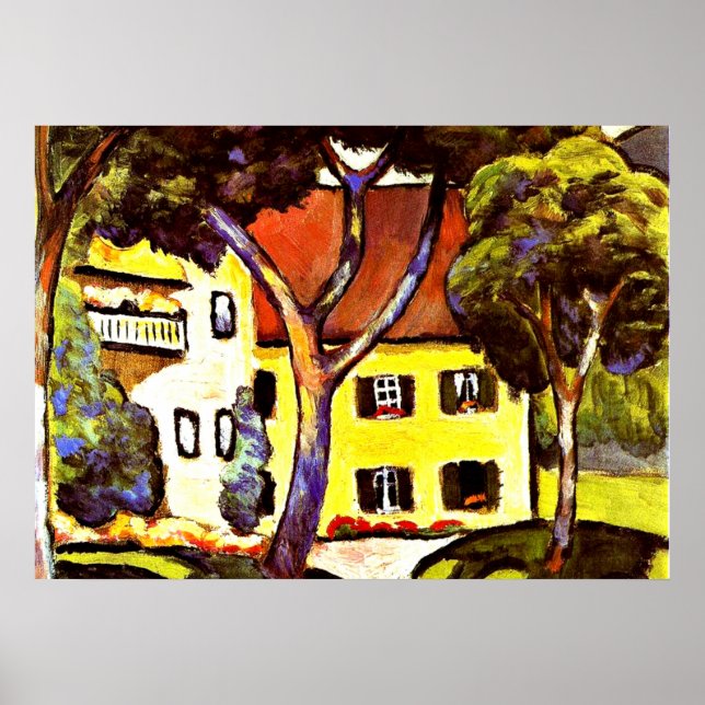 Poster Macke - La Maison de Staudacher à Tegernsee (Devant)