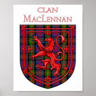 Poster MacLennan Tartan Scottish Plaid Lion Rampant