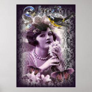 Poster Madame vintage Flapper Girl de Paris des années