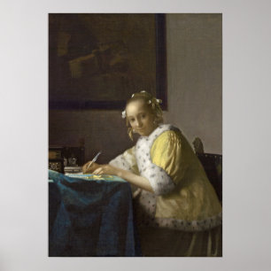 Poster Madame Writing, C. 1665 (huile sur la toile)