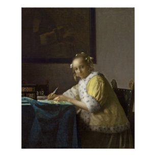 Poster Madame Writing, C. 1665 (huile sur la toile)