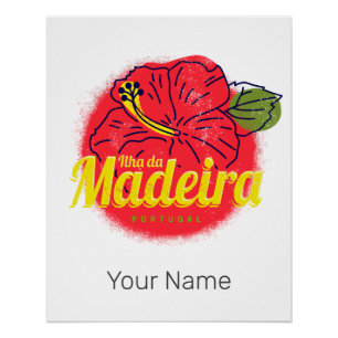 Poster Madeira Hibiscus Flower Island Portugal Souvenir