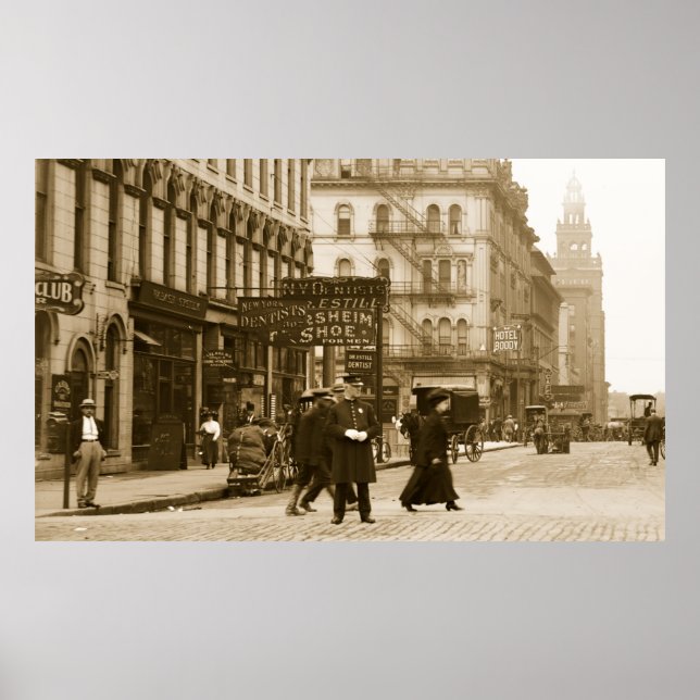 Poster Madison Ave de Summit St, Toledo, OH début 1900 (Devant)