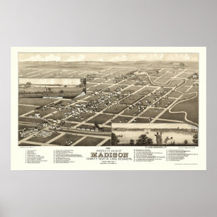 Poster Madison, carte panoramique d'écart-type - 1883