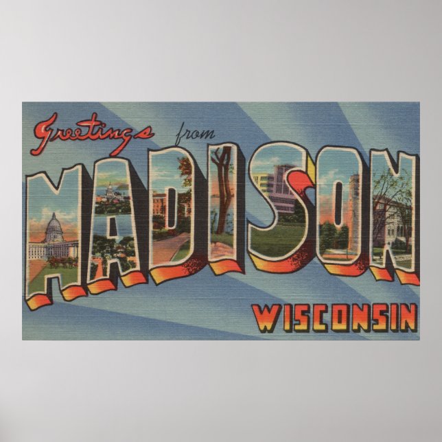 Poster Madison, Wisconsin - Scènes de grandes lettres (Devant)