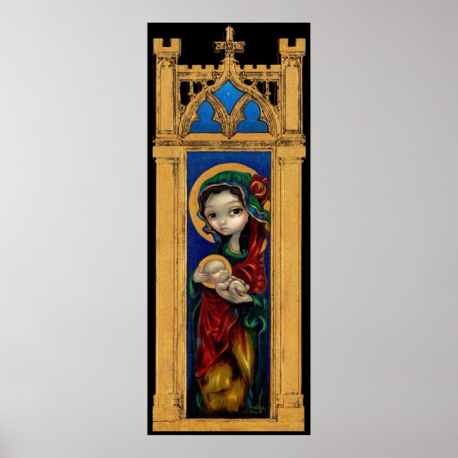 Poster Madonna and Child at Night gothic Art Imprimer (Devant)