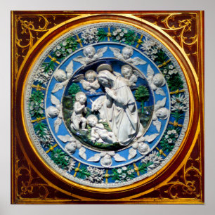 POSTER MADONNA AVEC ENFANT ET ANGELS