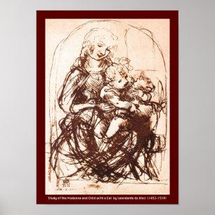 Poster : Madonna & Christ Child tenant un chat