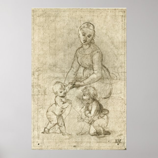 Poster Madonna, Christ, Saint Jean Baptiste par Rapahel (Devant)
