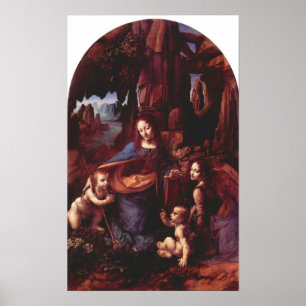 Poster Madonna dans la caverne de roche par Leonardo da